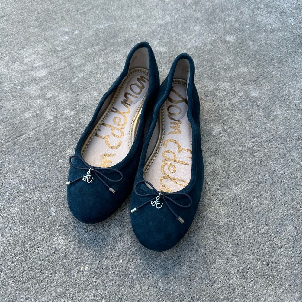 New in Box SAM EDELMAN Felicia Flat Suede Navy (Dark Teal) SIZE 4, NOT A 5 - Picture 9 of 10